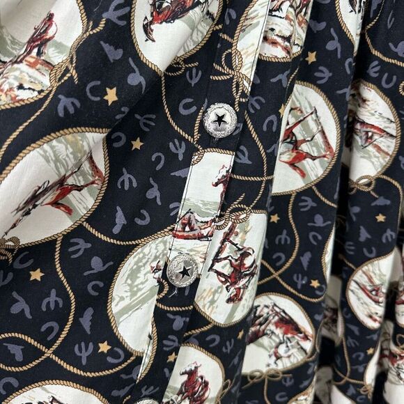 Panhandle Slim Women’s Vintage Western Cowboy Horse Equestrian All Over Print Bu - Picture 10 of 16